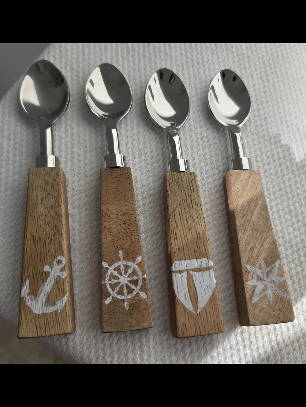 Source Unknown Wood Handle Nautical Appetizer Forks and Spoons - Brown & Silver